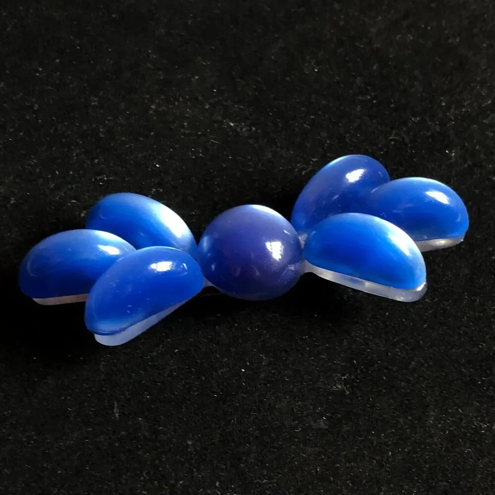 Blue Moonglow Lucite Puffy Bow Flower Brooch Vintage Retro Modernist